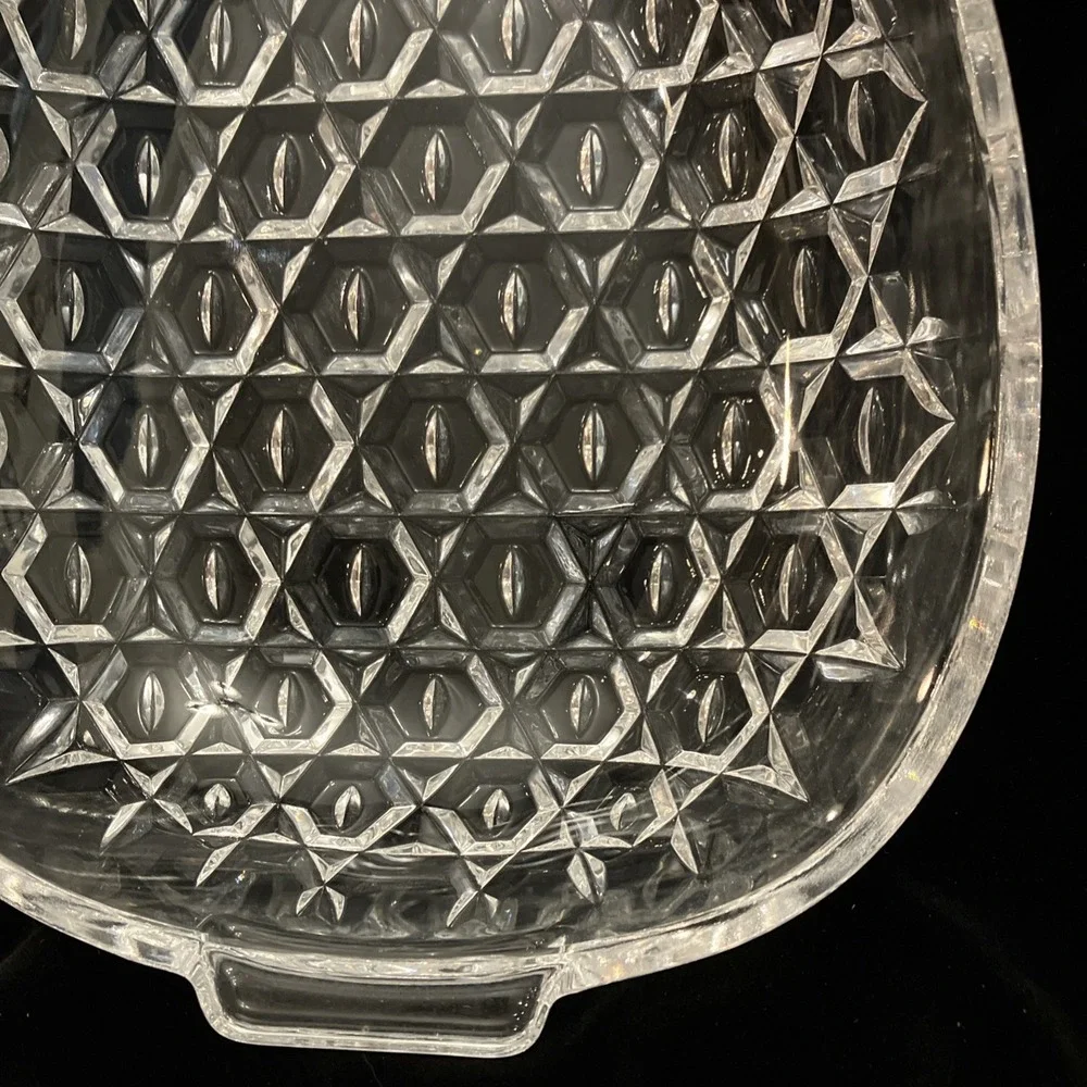 Vintage Shannon Etched Crystal Tropical Pineapple Serving Tray Bowl Welcome